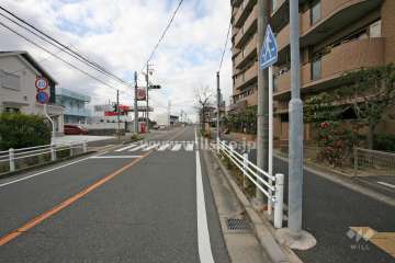 敷地南東側の前面道路（北東側から）