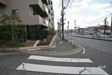 敷地南西側の前面道路(北西側から)