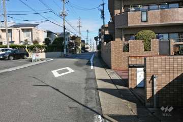 敷地西側の前面道路(南側から)