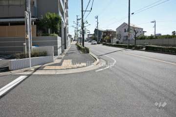敷地西側の前面道路(北側から)