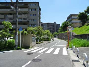 敷地西側の前面道路（北側から）