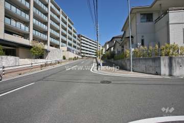 敷地南東側の前面道路（南西側から）