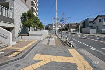 敷地南東側の前面道路(南西側から)