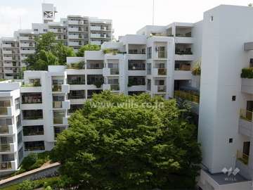 3番街F棟と後方は、3番街B棟。敷地は西方向に下っている傾斜地で、敷地内はたいへん緑豊か。