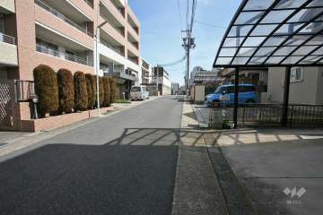 敷地南側の前面道路（西側から）