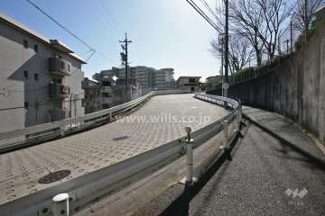 敷地南西側の前面道路(北西側から)