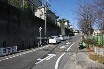 敷地北東側の前面道路(南東側から)