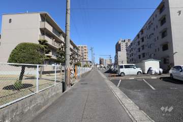 敷地の南側前面道路（西側から）