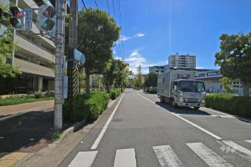 敷地西側の前面道路（北側から）