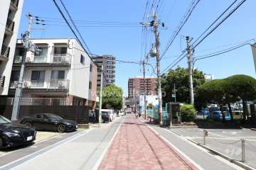 敷地東側の前面道路。一方通行です。