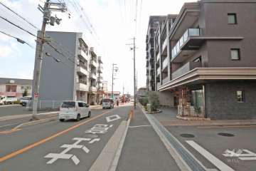 敷地東側の前面道路（北側から）