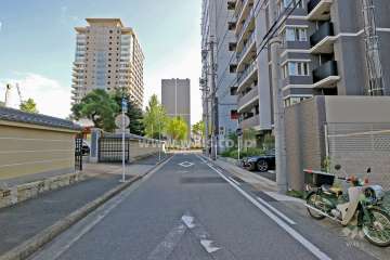 敷地東側の前面道路（北側から）