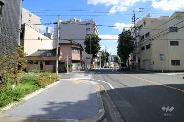 敷地東側の前面道路（北側から）