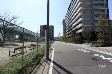 敷地東側の前面道路（北側から）