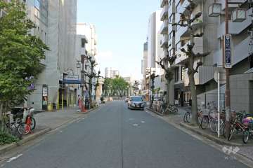 敷地北東側の前面道路（北西側から）