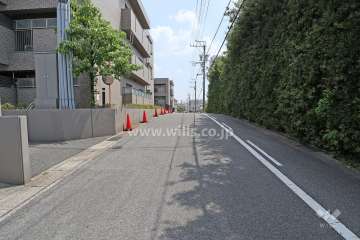 敷地西側の前面道路（北側から）