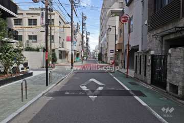 敷地南側の前面道路（西側から）