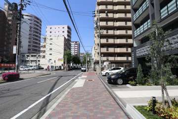 敷地西側の前面道路（南側から）