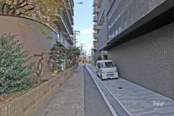 敷地北側の前面道路（西側から）