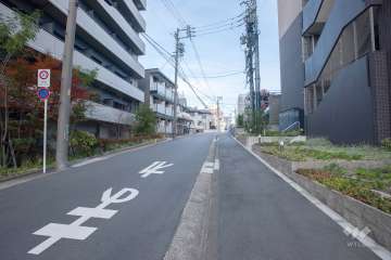 敷地北側の前面道路（西側から）