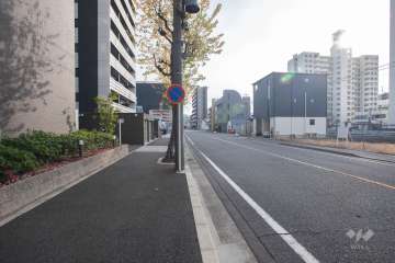 敷地西側の前面道路（北側から）