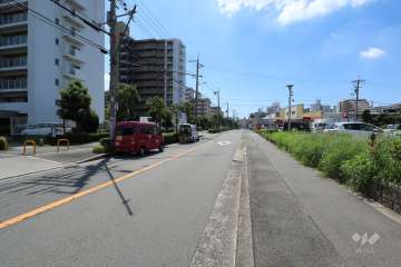 敷地西側の前面道路（北側から）