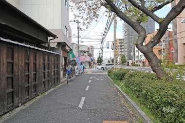敷地南東側の前面道路(南西側から)