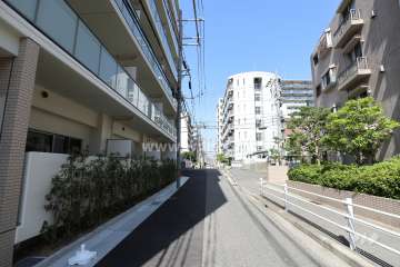 敷地の南東側前面道路（南西側から）