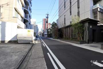 敷地北東側の前面道路（北西側から）