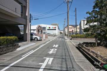 敷地南東側の前面道路(南西側から)