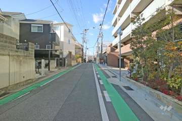 敷地南西側の前面道路（南東側から）