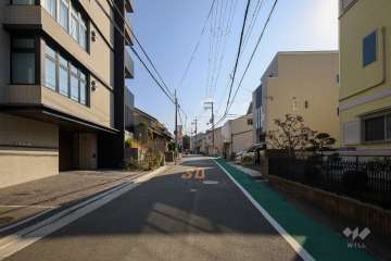 敷地南側の前面道路（西側から）