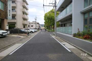 敷地北西側の前面道路（北側から）