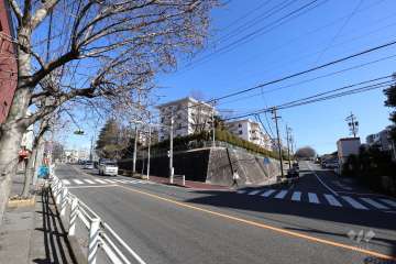 敷地北西側と南東側の前面道路（南西側から）