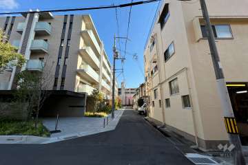 敷地西側の前面道路(北側から)