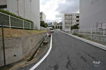 敷地南西側の前面道路（北西側から）