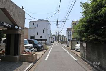 敷地西側の前面道路（北側から）