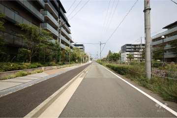 敷地南東側の前面道路（南側から）