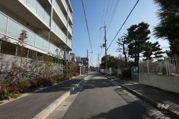 敷地南西側の前面道路（西側から）