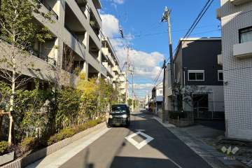 敷地南側の前面道路(西側から)