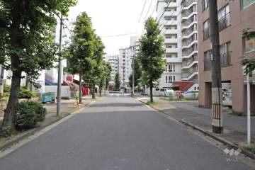 敷地の東側前面道路（北側から）