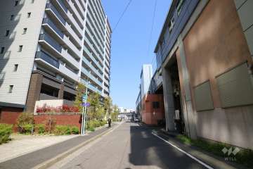 敷地の南側前面道路（西側から）