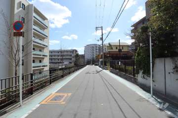 敷地西側の前面道路（北側から）