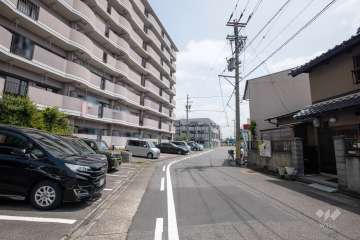 敷地南側の前面道路（西側から）