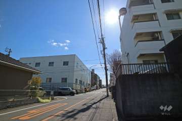 敷地東側の前面道路（北側から）