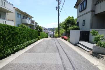 敷地南側の前面道路(西側から)