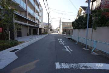 敷地北西側の前面道路（北側から）