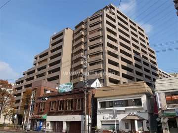 ジオ阪急千里山田の外観（南西側から）　右がセンターウイング、左がフロントウイング。