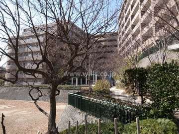敷地東側のエントランス。敷地中央には中庭があります。