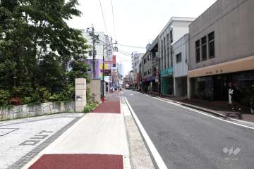 敷地南側の前面道路（西側から）